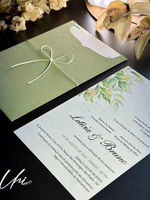 Convite de casamento envelope verde