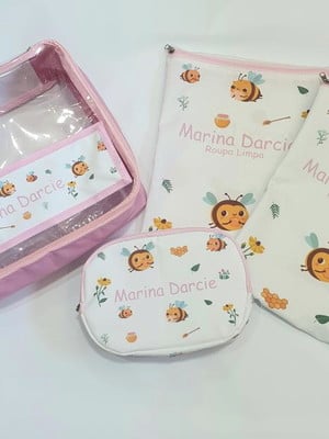 Kit roupa suja impermeável roupa limpa e necessaire banho