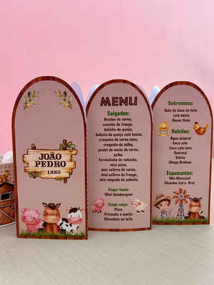 Menu triangular fazendinha