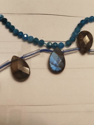 Colar apatitas de 3mm, pingente de pedra labradorita lapidad