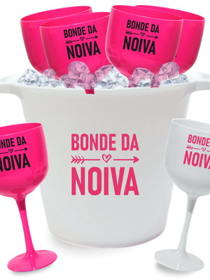 Kit despedida solteira bonde da noiva 1 balde + 6 taças gin