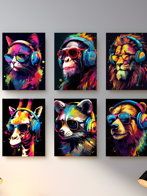 Kit 10 quadros gameplay animais quarto streamer geek 21x15cm