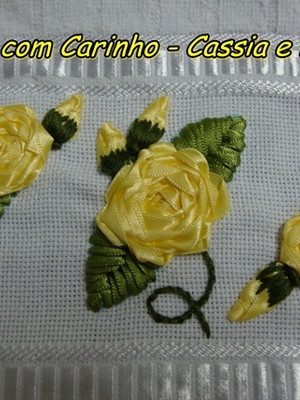 Toalhas lavabo rosas amarela
