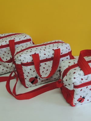 Jogo 3 bolsas maternidade joaninhas