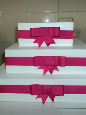 Trio bandejas c/ fita pink