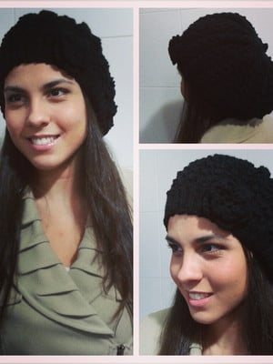 Gorro de lã em tricô (preto)