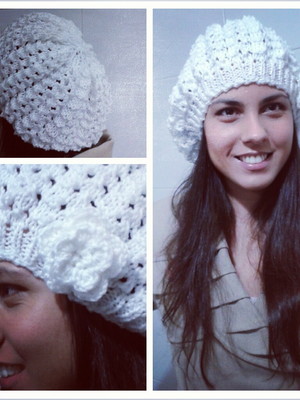 Gorro de lã em tricô (branco)