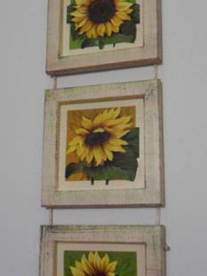 Trio de quadros em mdf com decoupage.