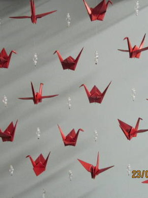 Móbile origami com tsurus