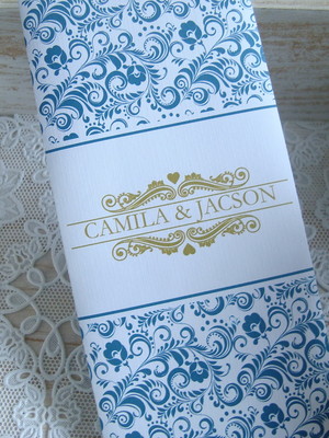 Convite floral azul