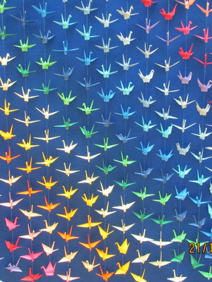 Móbiles de origami com tsurus