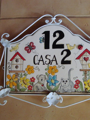 Placa numero para casa com ferragem
