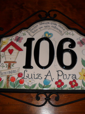 Placa de numero para casa com ferragem