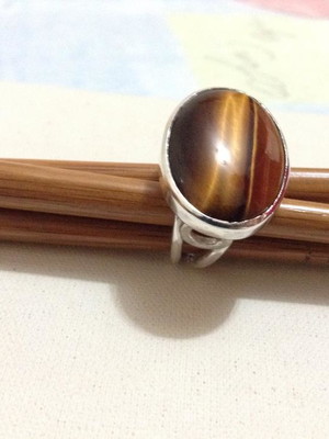 Anel olho de tigre cabochon 18x25mm