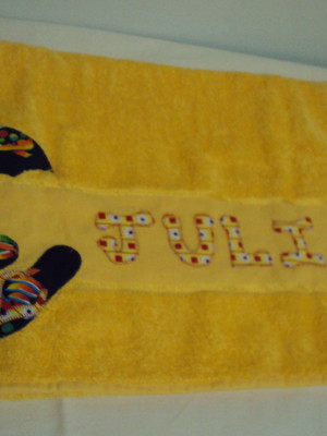 Toalha de banho com patchaplique praia