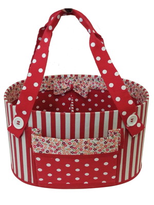 Caixa oval com divisória e bolsos