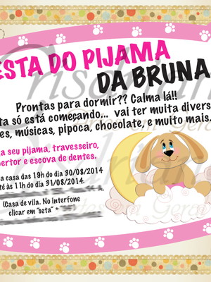 Convite festa do pijama cachorrinho
