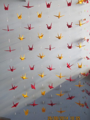 Móbiles de origami com tsurus