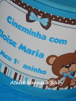 Balde ursinho marrom e azul