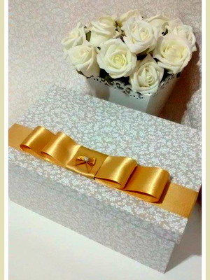 Caixa de mdf floral/ bege 01