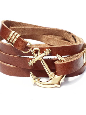 Pulseira viking ancora dourada terra