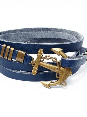 Pulseira viking ancora vintage azul jens