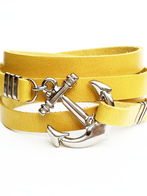Pulseira viking ancora prata amarelo