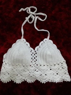 Cropped de crochê leque
