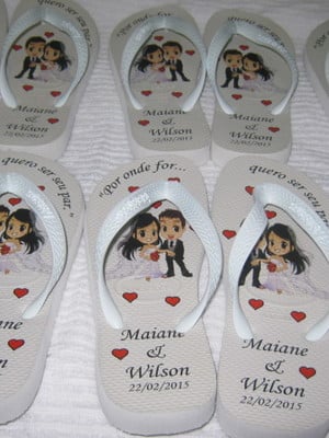 Havaianas top personalizadas em transfer para casamento