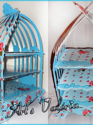 Stand gaiola para bolos e cupcake - azul
