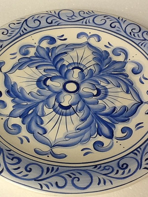 Prato de bolo azul borda larga