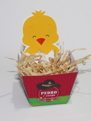 Mini cachepot pintinho com palha