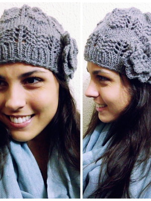 Gorro de lã em tricô charmoso (cinza)