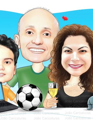 Caricatura digital de pessoas-meio corpo-preço por pessoa