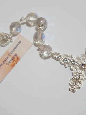 Dezena cristal crucifixo clássico prata