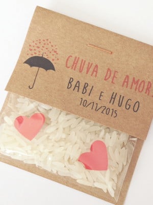 Mini chuva de arroz personalizada 30un
