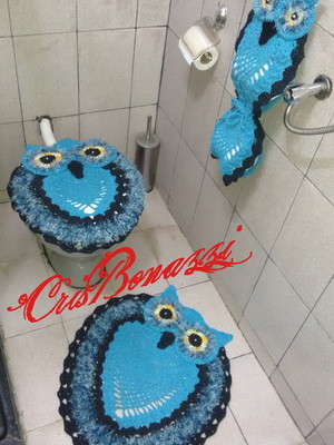 Jogo de banheiro corujinha em croche
