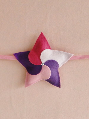 Varal estrela dançarina rosa roxo feltro