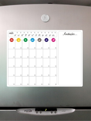 Ímã de geladeira planner semanal porta recados lousa