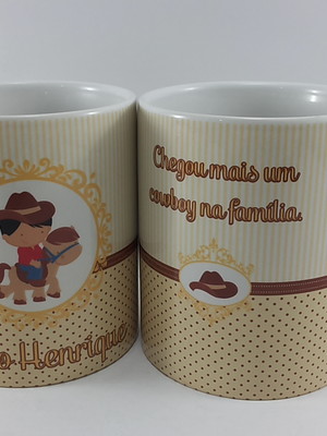 Caneca porcelana fazendeiro cavalo