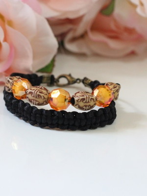 Mix de pulseira macramê cristais