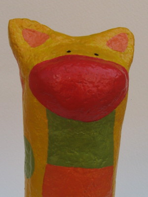 Chocalho de papel machê- gato