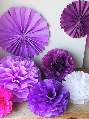 Fioratas e pompons lavanda lilás rosa...