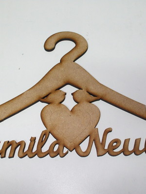 Cabide casamento noiva/noivo mdf cru