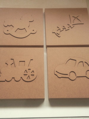 Quadros tema brinquedos em mdf crú