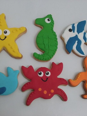 Biscoitos decorados fundo do mar