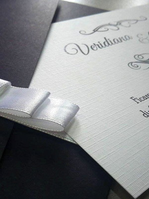 Convite de casamento fita cetim