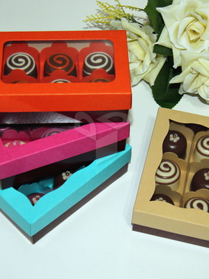 5 caixas bicor para 6 doces com visor