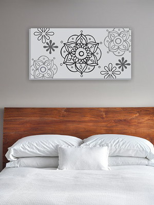 Quadro pintura em tela mand.cinza 100x50cm