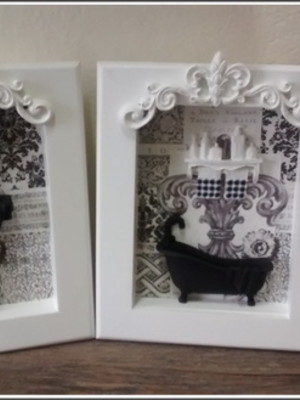 Duo de quadros lavabo - black our white